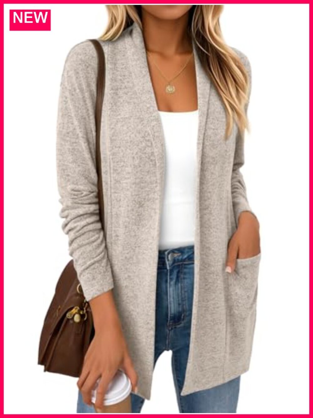 LILLUSORY Women's Lightweight Cardigan Double Placket Hip Length